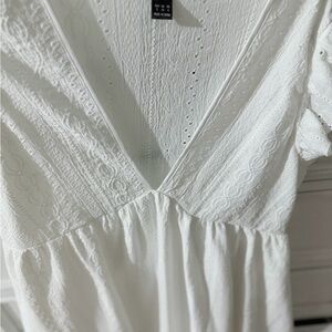 SHEIN White Textured V-Neck dress